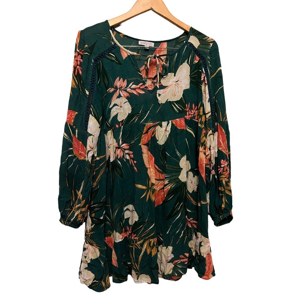 Patrons of peace green floral dress Womens size small